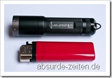 Größenvergleich Einwegfeuerzeug - Led Lenser M1