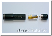 Led Lenser M1 zerlegt mit Batterie CR123a