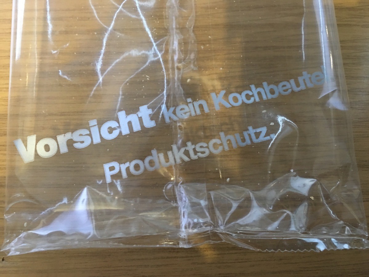 Vorsicht kein Kochbeutel. Produktschutz.