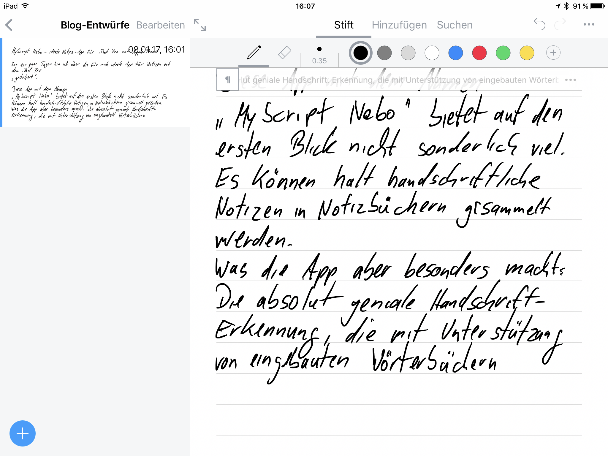 MyScipt Nebo - Handschriftliche Notiz-Erfassung